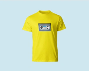 Gelbes T-Shirt mit VHS-Kassetten-Aufdruck